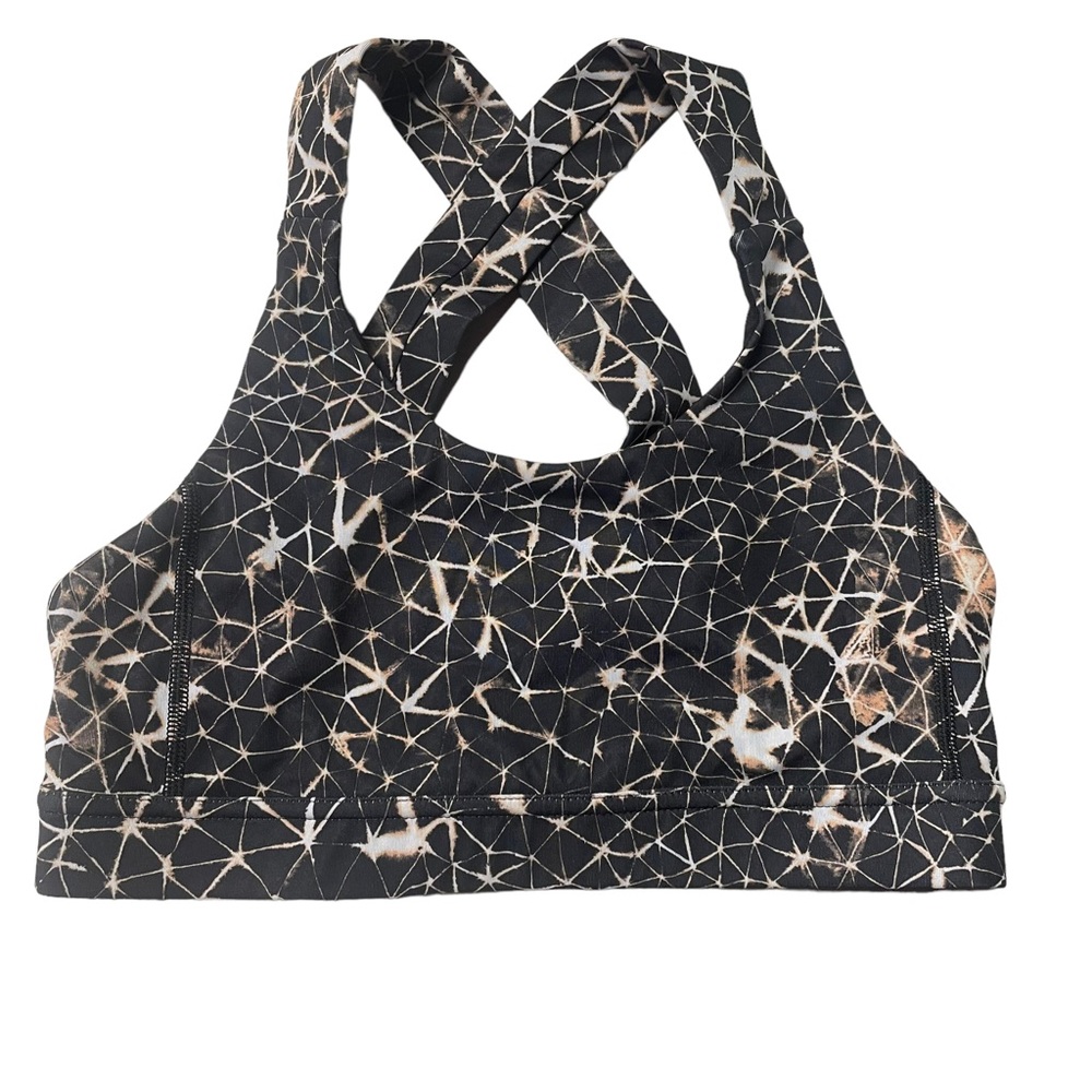 Lululemon Star Crushed multi Black All Sport Bra Adjustable Sz 6